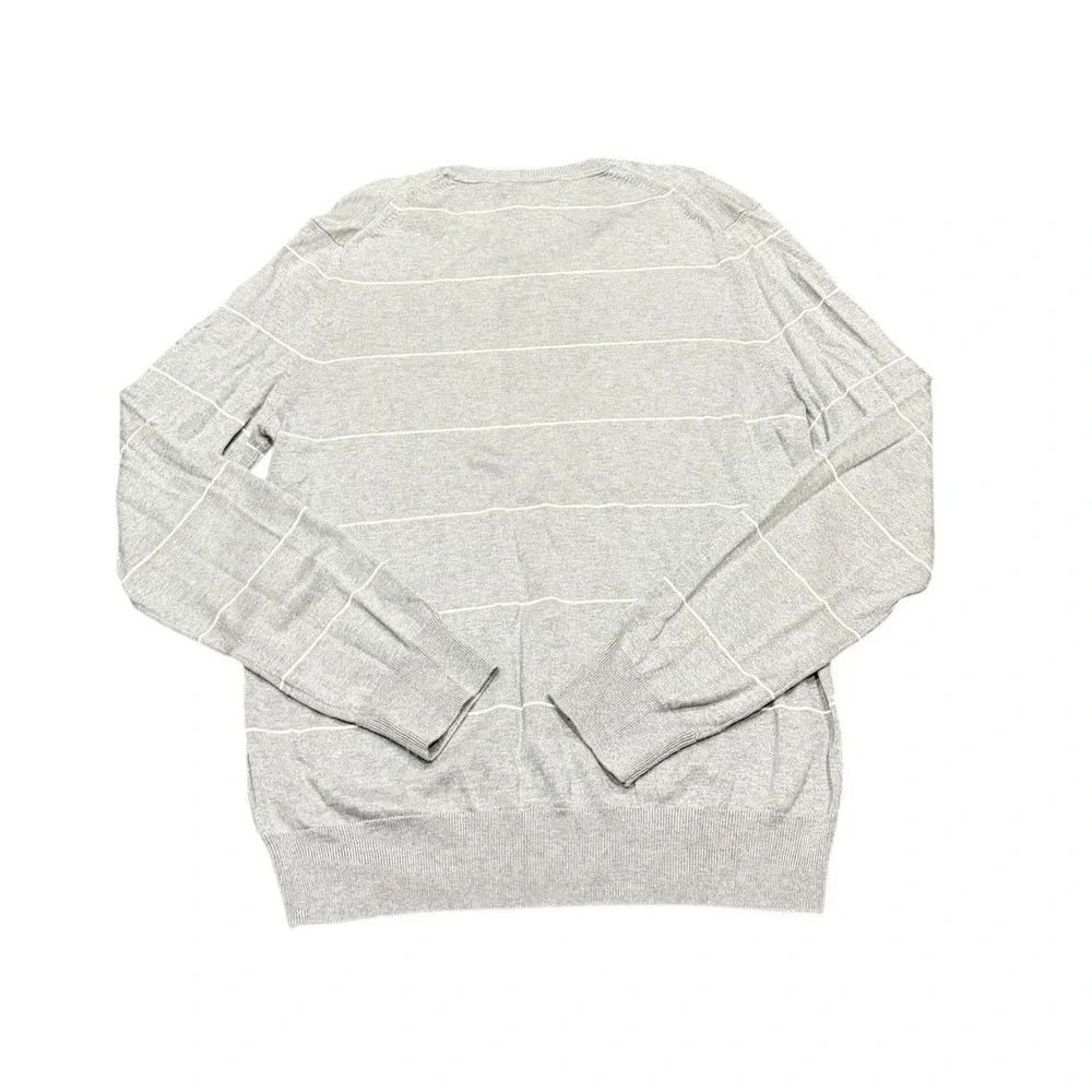 Banana Republic Sweater‎ Mens Medium Gray Silk Cashmere Blend Pullover Striped